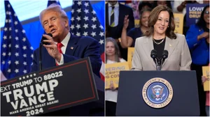 | Photo: AP : L: Former US President Donald Trump | R: Vice President Kamala Harris  